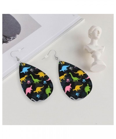 Faux Leather Teardrop Earrings For Teen Girls Women Drop Dangle Earrings Gift Black 2 $6.53 Earrings