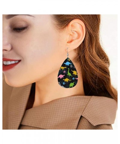 Faux Leather Teardrop Earrings For Teen Girls Women Drop Dangle Earrings Gift Black 2 $6.53 Earrings