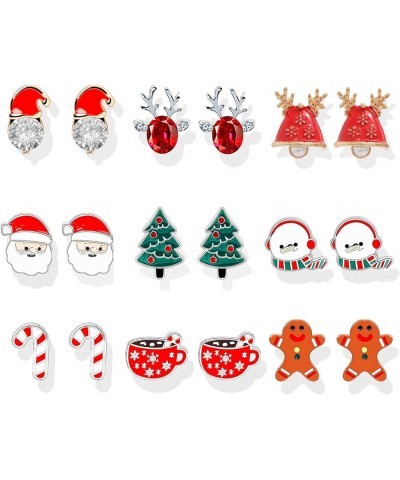 Christmas Earrings Bulk for Women Christmas Stud Earrings Set Christmas Tree Santa Claus Candy Snowman Sonwflake Wreath Bow E...