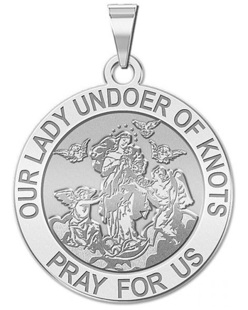 Our Lady Undoer of Knots Religious Medal, Available in 2/3 Inch, 3/4 Inch, or 1 Inch, Sterling Silver, 14K Yellow Gold, 14K W...