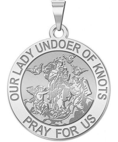 Our Lady Undoer of Knots Religious Medal, Available in 2/3 Inch, 3/4 Inch, or 1 Inch, Sterling Silver, 14K Yellow Gold, 14K W...