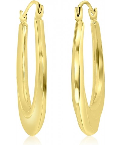 14K Yellow Gold 2x25mm Textured Lightweight Oval Hoop Earrings Oval-Wavy Textured $48.60 Earrings