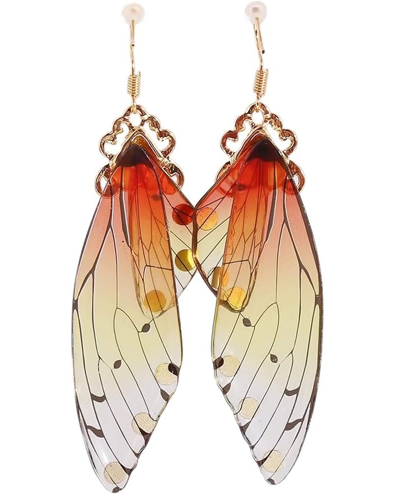 Firecolor Imitation Cicada Wing Dangle Hook Earring Fairy Butterfly Wing Earrings Romantic Handmade Jewelry for Women,Gold+Gr...