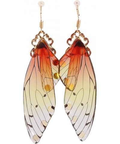 Firecolor Imitation Cicada Wing Dangle Hook Earring Fairy Butterfly Wing Earrings Romantic Handmade Jewelry for Women,Gold+Gr...