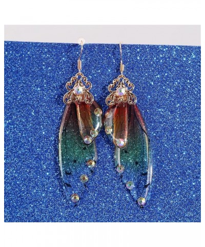 Firecolor Imitation Cicada Wing Dangle Hook Earring Fairy Butterfly Wing Earrings Romantic Handmade Jewelry for Women,Gold+Gr...