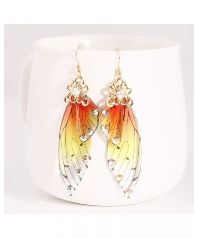 Firecolor Imitation Cicada Wing Dangle Hook Earring Fairy Butterfly Wing Earrings Romantic Handmade Jewelry for Women,Gold+Gr...