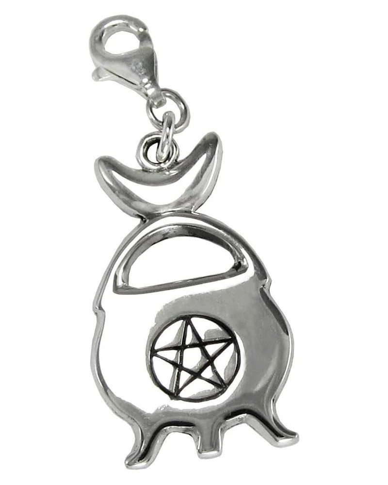 Sterling Silver Pentacle Moon Cauldron Clip On Charm $15.29 Bracelets