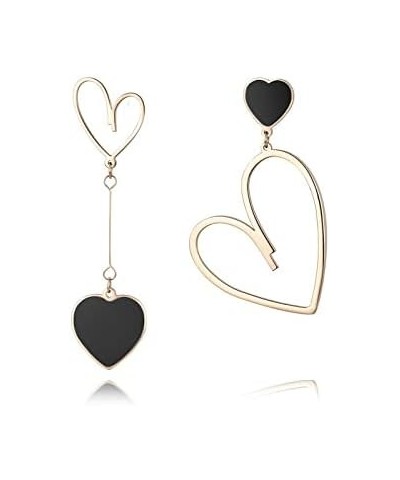 Heart Earrings Asymmetrical Heart Stud Earrings for Women Dangling Drop Dangle Rose Gold Hearts Earrings Gift for Women or gr...