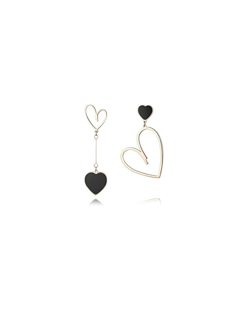 Heart Earrings Asymmetrical Heart Stud Earrings for Women Dangling Drop Dangle Rose Gold Hearts Earrings Gift for Women or gr...