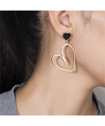 Heart Earrings Asymmetrical Heart Stud Earrings for Women Dangling Drop Dangle Rose Gold Hearts Earrings Gift for Women or gr...