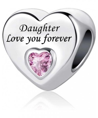 Birthday Pink Heart I Love You Forever Bead Charms Compatible with Pandora Bracelets for Dad Wife Granddaughter Mom Daughter ...