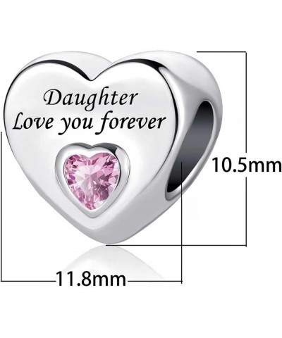 Birthday Pink Heart I Love You Forever Bead Charms Compatible with Pandora Bracelets for Dad Wife Granddaughter Mom Daughter ...