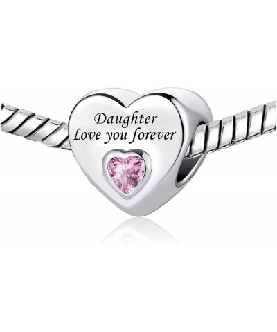 Birthday Pink Heart I Love You Forever Bead Charms Compatible with Pandora Bracelets for Dad Wife Granddaughter Mom Daughter ...