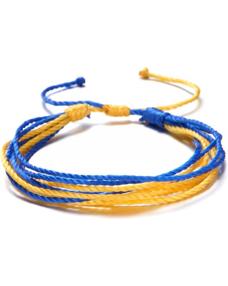 Blue Yellow Braided Bracelets Adjustable Woven Rope Charm Bracelets Handmade Friendship Wrap Bracelets Wrist Cord Bangle one ...