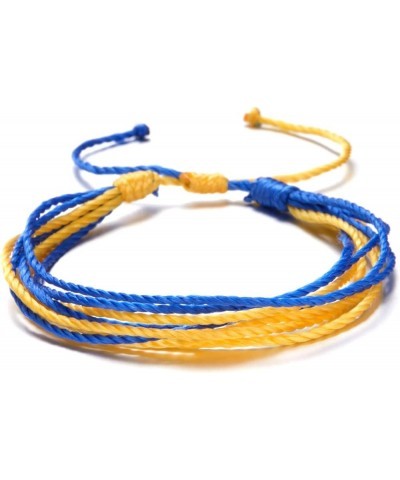 Blue Yellow Braided Bracelets Adjustable Woven Rope Charm Bracelets Handmade Friendship Wrap Bracelets Wrist Cord Bangle one ...