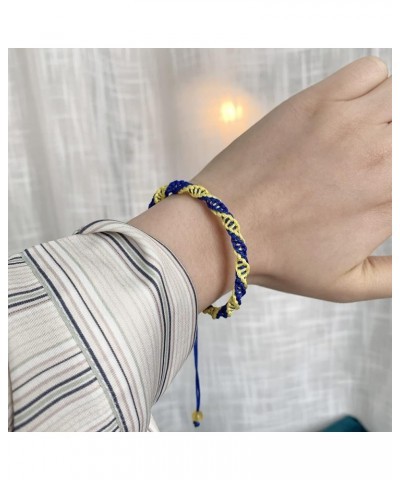 Blue Yellow Braided Bracelets Adjustable Woven Rope Charm Bracelets Handmade Friendship Wrap Bracelets Wrist Cord Bangle one ...