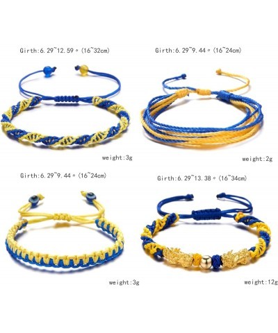 Blue Yellow Braided Bracelets Adjustable Woven Rope Charm Bracelets Handmade Friendship Wrap Bracelets Wrist Cord Bangle one ...