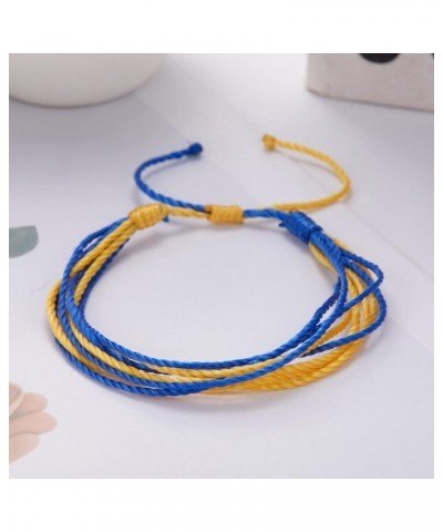 Blue Yellow Braided Bracelets Adjustable Woven Rope Charm Bracelets Handmade Friendship Wrap Bracelets Wrist Cord Bangle one ...