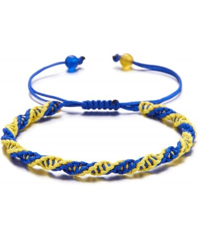 Blue Yellow Braided Bracelets Adjustable Woven Rope Charm Bracelets Handmade Friendship Wrap Bracelets Wrist Cord Bangle one ...