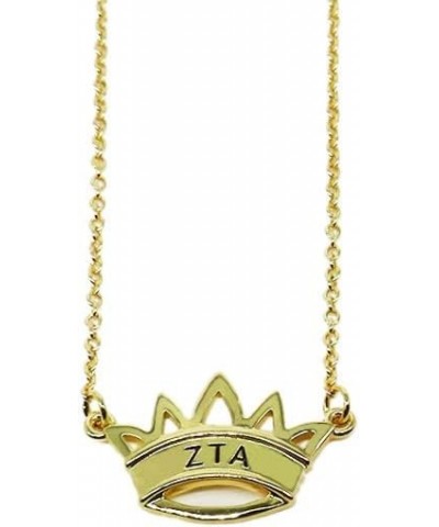 Zeta Tau Alpha Crown Floating Necklace, ZTA Greek Sorority Floating Necklace Gold Filled $12.90 Necklaces