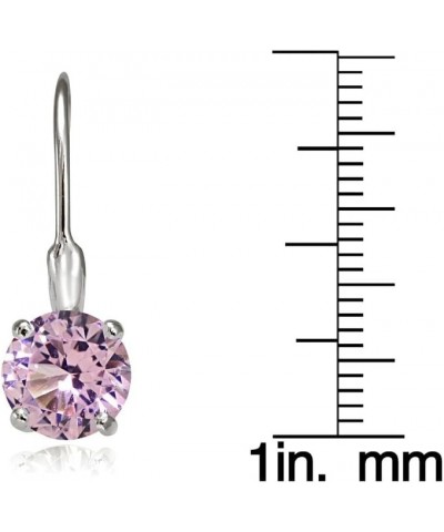 Sterling Silver Simulated Gemstone 7mm Round Solitaire Leverback Earrings Simulated Pink Tourmaline $15.59 Earrings