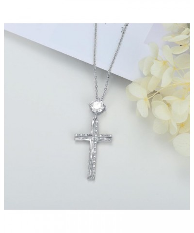 925 Sterling Silver Lab Grown Diamond Infinity Cross Necklaces, Silver Simple Infinity Cross Pendant Necklace for Women Girls...