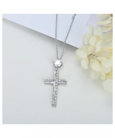 925 Sterling Silver Lab Grown Diamond Infinity Cross Necklaces, Silver Simple Infinity Cross Pendant Necklace for Women Girls...