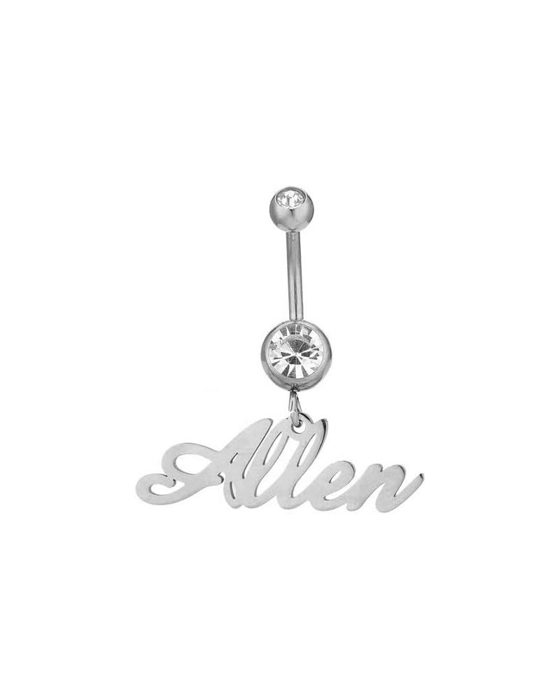 Fashion Customized Stainless Steel Round Crystal Name Belly Button Rings For Women Custom Personalized Gold Navel Body Jewelr...