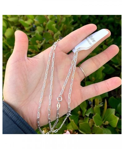 1pc Authentic Sterling Silver 2.5mm 3mm 3.5mm Paperclip Cable Chain Necklace Tarnish Resistant Hypoallergenic Nickel Free Wom...