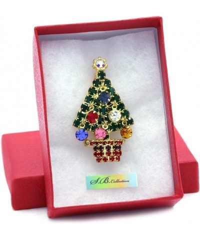 Merry Christmas Jewelry Poinsettia Flower Tree Candy Cane Charm Brooch Pin Tree 2 - Gld $9.35 Brooches & Pins