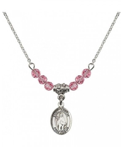 October Birth Month Bead Necklace with Catholic Patron Saint Petite Charm, 18 Inch Saint Amelia $44.05 Necklaces