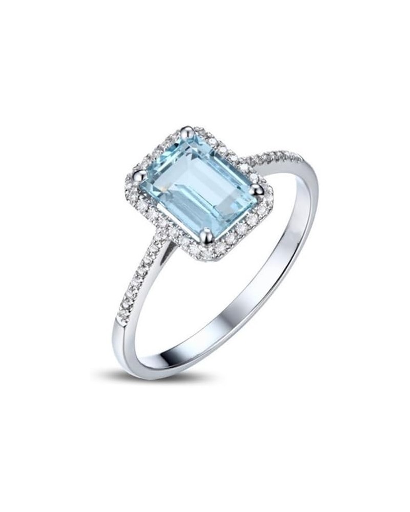 Aquamarine Ring Sterling Silver Aquamarine Ring for Women Moissanite Engagement Rings Keepsake Ring for Women $51.15 Rings