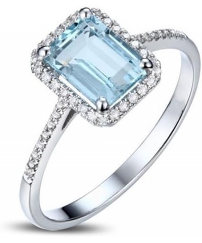 Aquamarine Ring Sterling Silver Aquamarine Ring for Women Moissanite Engagement Rings Keepsake Ring for Women $51.15 Rings