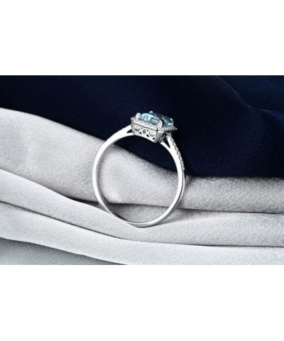 Aquamarine Ring Sterling Silver Aquamarine Ring for Women Moissanite Engagement Rings Keepsake Ring for Women $51.15 Rings