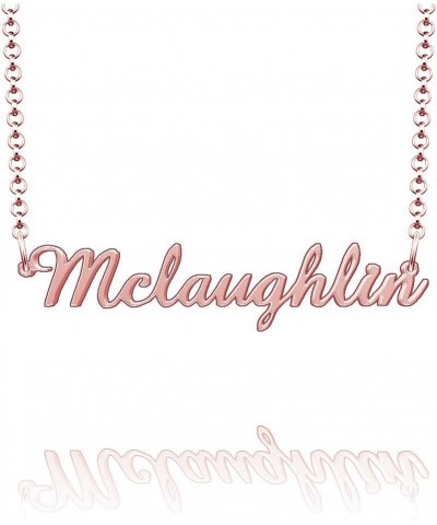 Personalized Last Name Necklace Custom Sterling Silver Mclaughlin Plate Customized Gift for Family Mclaughlin-Rose gold(Font ...