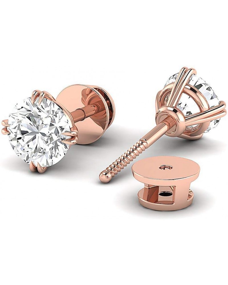 Cyber Moday deals 2019 Earrings Forever Classic real Colorless Moissanite Screw Back studs Crafted in 14k White & Rose pure G...