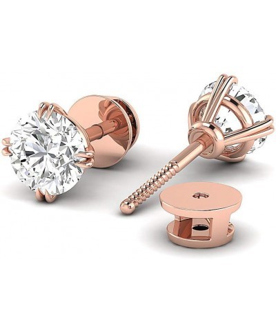 Cyber Moday deals 2019 Earrings Forever Classic real Colorless Moissanite Screw Back studs Crafted in 14k White & Rose pure G...