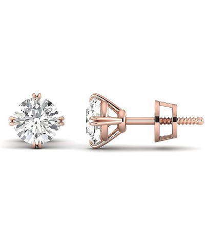 Cyber Moday deals 2019 Earrings Forever Classic real Colorless Moissanite Screw Back studs Crafted in 14k White & Rose pure G...