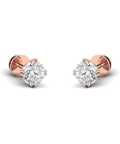 Cyber Moday deals 2019 Earrings Forever Classic real Colorless Moissanite Screw Back studs Crafted in 14k White & Rose pure G...