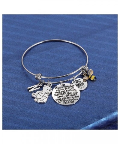 Inspired by Classic You Are Braver Than You Believe, Bee, Hunny, Pooh Bear Charm Inspirational Gifts for Women Girls silver $...