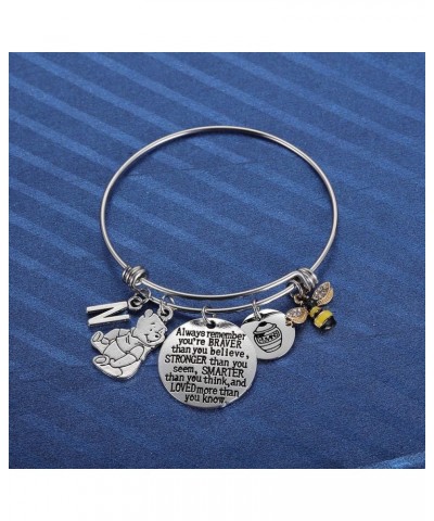 Inspired by Classic You Are Braver Than You Believe, Bee, Hunny, Pooh Bear Charm Inspirational Gifts for Women Girls silver $...