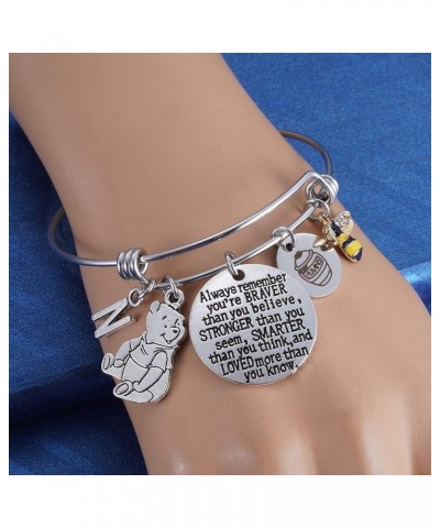 Inspired by Classic You Are Braver Than You Believe, Bee, Hunny, Pooh Bear Charm Inspirational Gifts for Women Girls silver $...