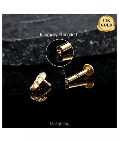 14K Solid Gold Cartilage Earring 16G Gold Curved Helix Piercing Jewelry Internally Threaded Curved CZ Gold Conch Piercing Jew...