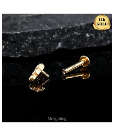 14K Solid Gold Cartilage Earring 16G Gold Curved Helix Piercing Jewelry Internally Threaded Curved CZ Gold Conch Piercing Jew...