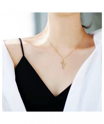 Gold Crown Initial Necklaces for Women Dainty Letter A-Z Pendant Necklace 18K Gold Plated Zirconia Letter Crown Choker Neckla...