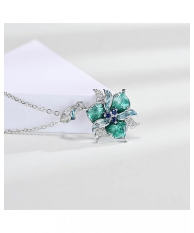 925 Sterling Silver Plated Green Leaves Flower Bridal Jewelry Colorful Enamel Jewelry Set CZ Simulated Diamond Sapphire Party...