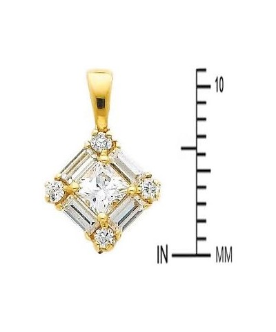 14k REAL Yellow Gold CZ Cluster Square Charm Pendant $45.12 Pendants