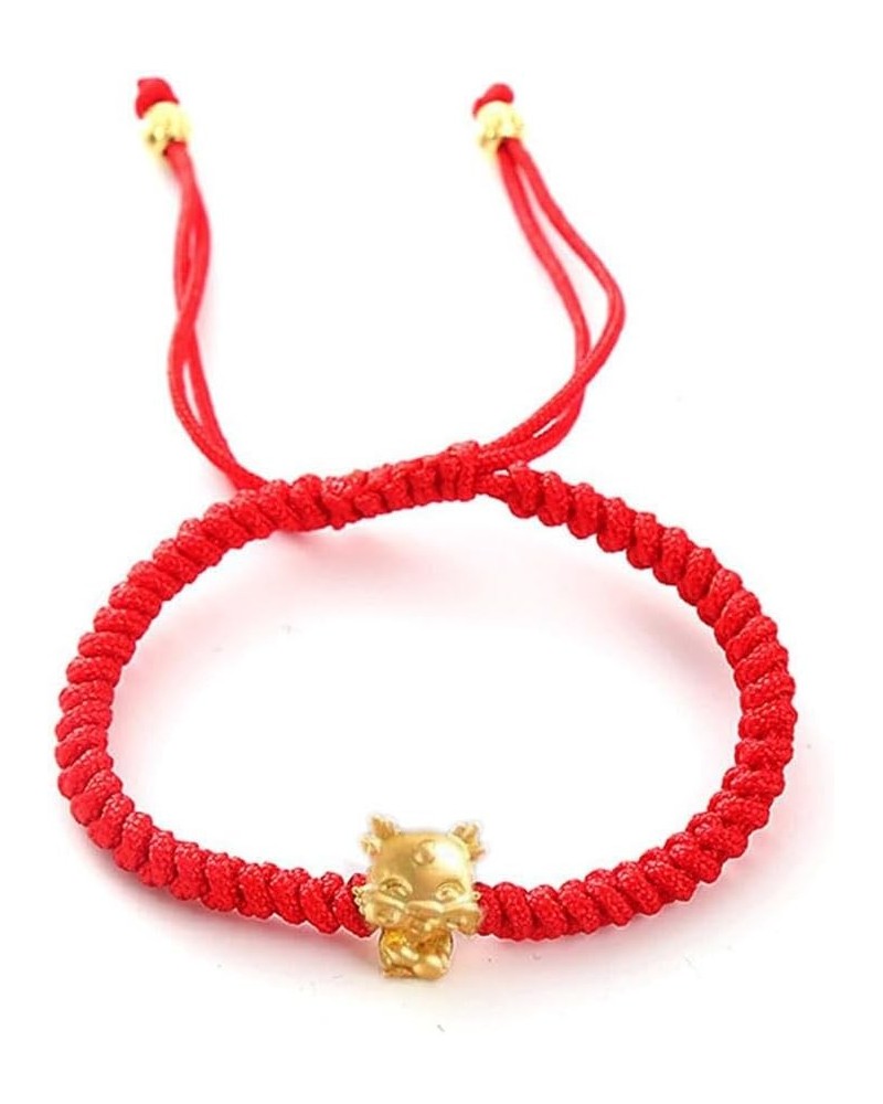 2024 New Year Lucky Dragon Braided Bracelet Chinese Sign Animal Charm Bracelet Adjustable Lucky Red String Bracelet for Women...