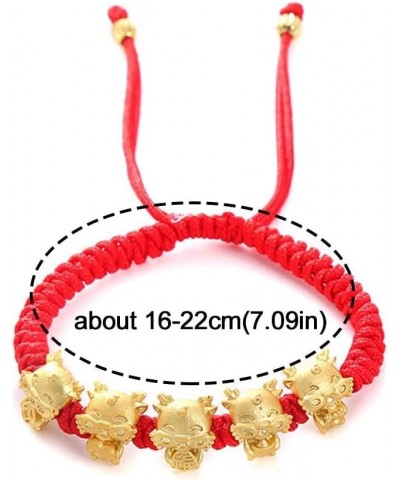 2024 New Year Lucky Dragon Braided Bracelet Chinese Sign Animal Charm Bracelet Adjustable Lucky Red String Bracelet for Women...