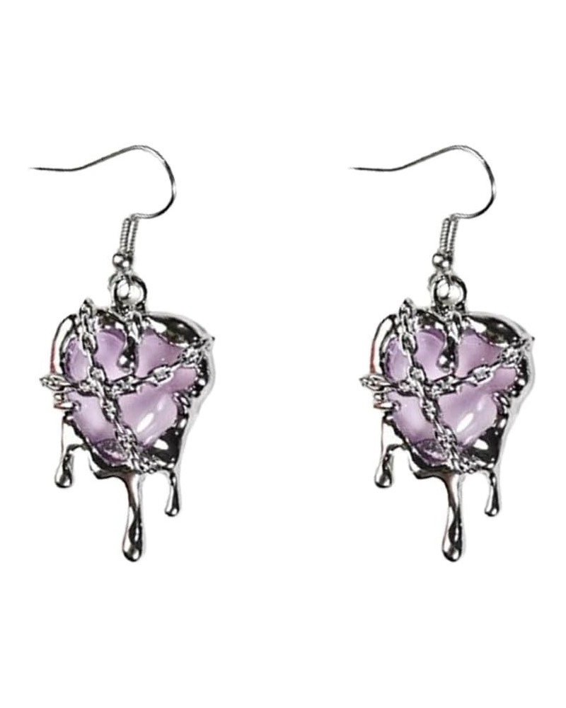 Punk Heart Earrings for Women Girls Y2K Crystal Heart Dangle Earrings Imprison Heart Lava Love Earrings Hypoallergenic Chain ...